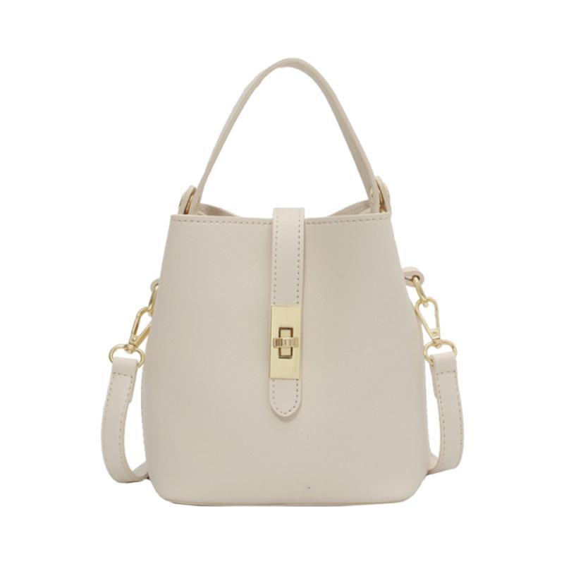 Yellow Portable Bucket Bag Girls Simple Solid Color Versatile Shoulder Bag Commuter Fashion Messenger Bag Small Bag