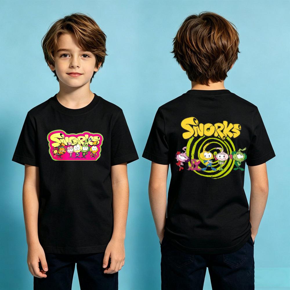 Snorks Cartoon Theme Series TShirt Kids Summer Polyester Short Sleeve Boys and Girls Casual T-shirt Duplex Printing Children Tee