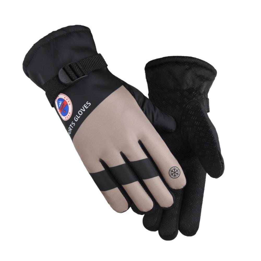 

Полиэстеровые плюшевые перчатки для велоспорта, водонепроницаемые перчатки для верховой езды, прочные перчатки для катания на лыжах на открытом воздухе чёрный/хаки