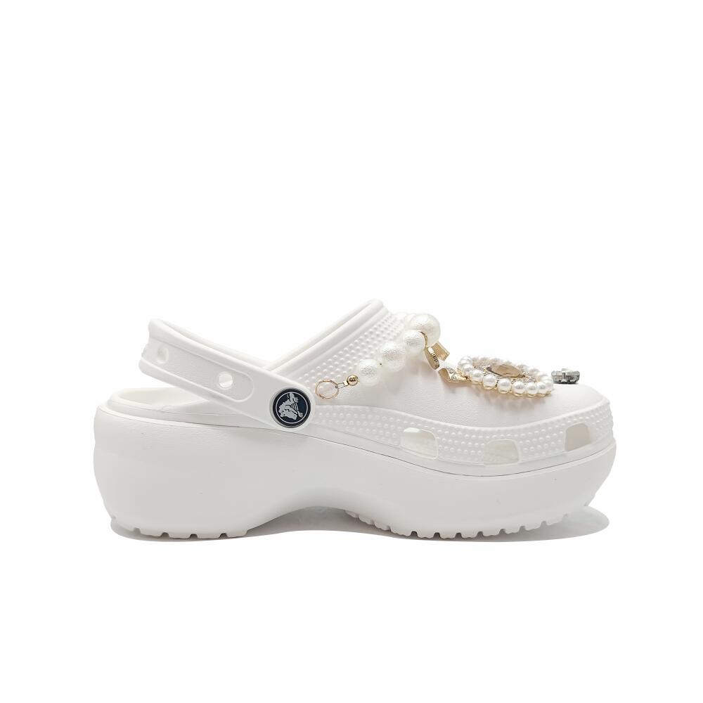 Crocs Classic Platform Clog Cloud Series MH Plan EVA Graffiti Versatile Fashion Trend Hole Shoes Women's White
