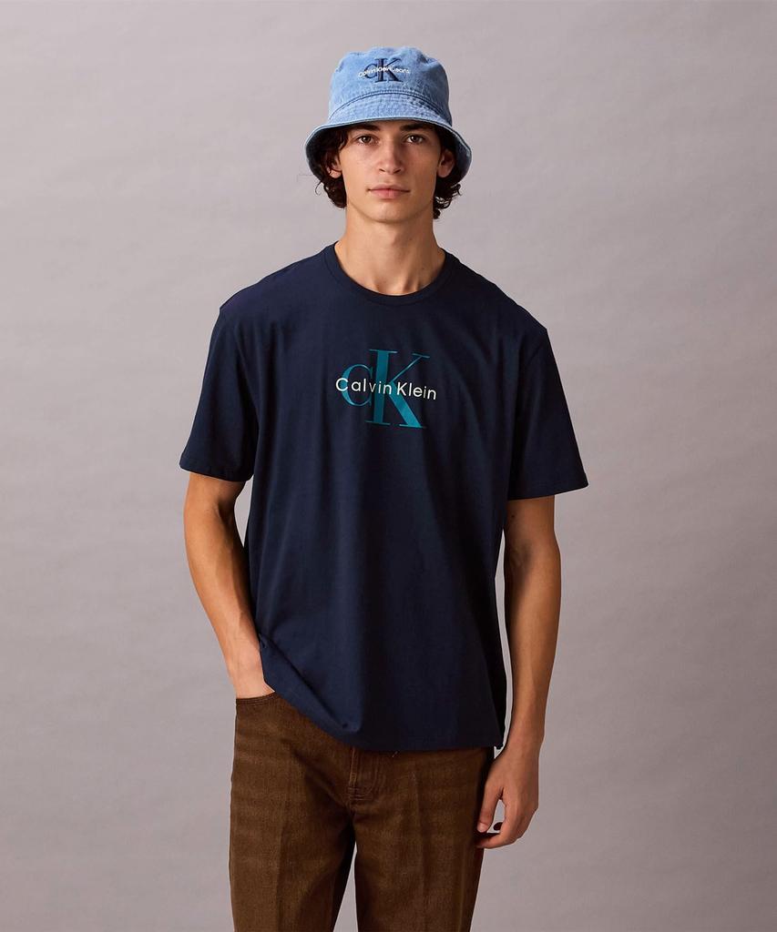 Monogram Print 4RB861G L DARKSAPPHIRECEF [Calvin Klein] Short-sleeve T-shirt