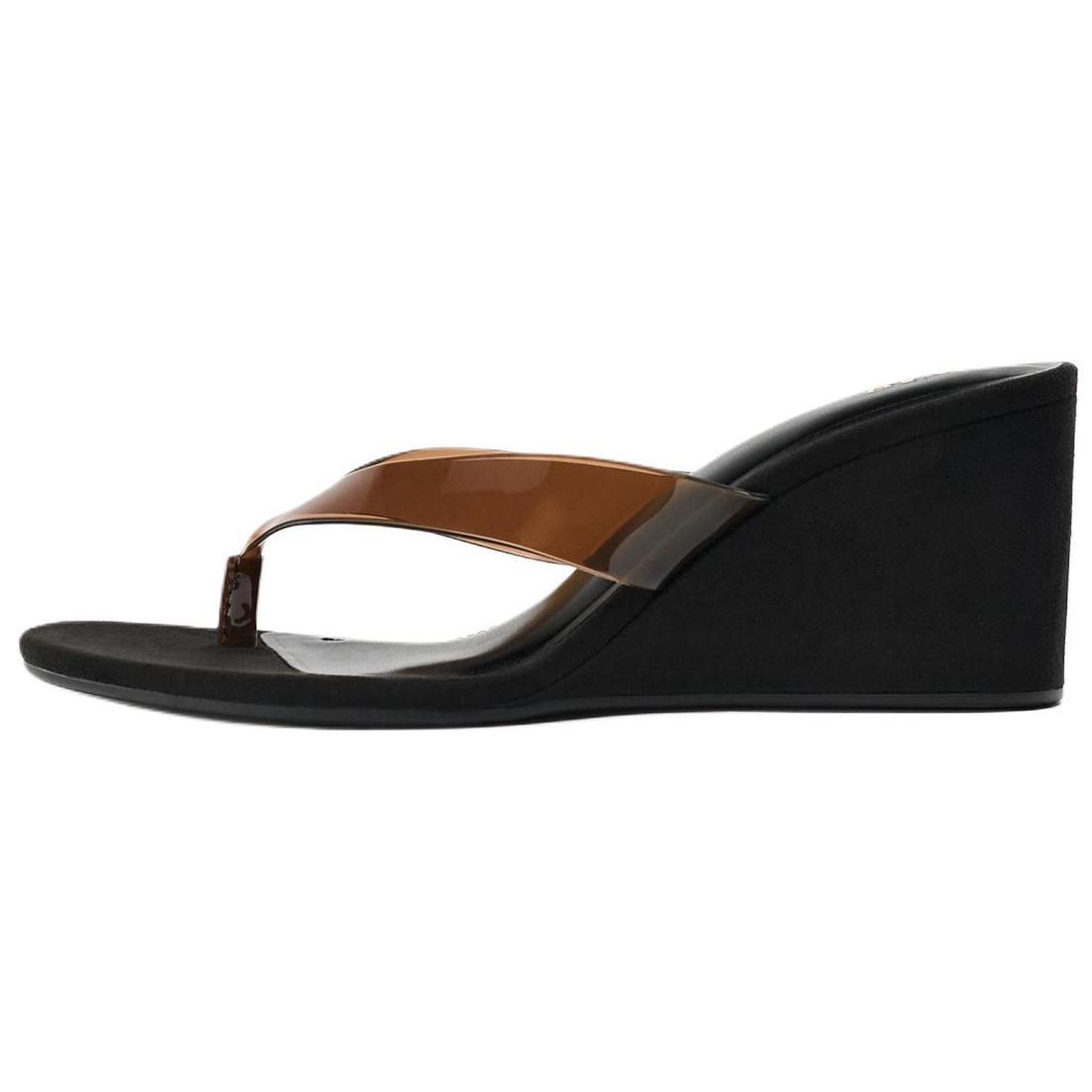 Zara Lightweight Slip-On High Heel 9Cm Wedge Anti-Rubbing Flip Flops Women Footwear Black 13331510800 36