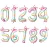 New 40Inch Birthday Number Ballons Colorful Gradient 0-9 Digit Pink Bownot Balloons Foil Helium Balloon Birthday Decorations
