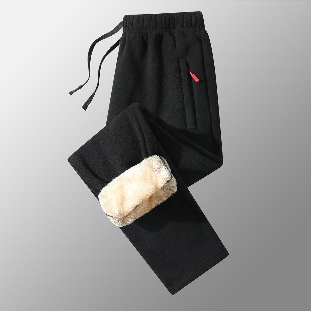 Winter Men's Fleece Sweatpants, Winter Warm Trousers, Casual Long Running Trousers, Colorful Autumn Men's Solid Color Sweatpants