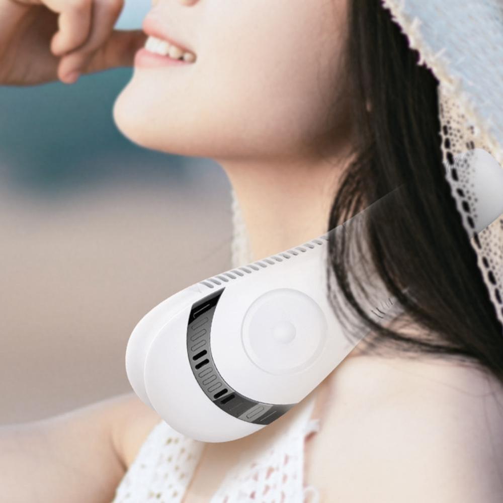 New Neckband Fan Foldable Summer Air Cooling Usb Rechargeable Bladeless Silent Neckband Fan for Sports Running ZH
