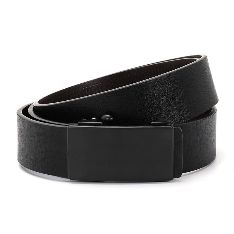 Men's Black Automatic Buckle Belt Spring Summer Casual Business Leather Belt