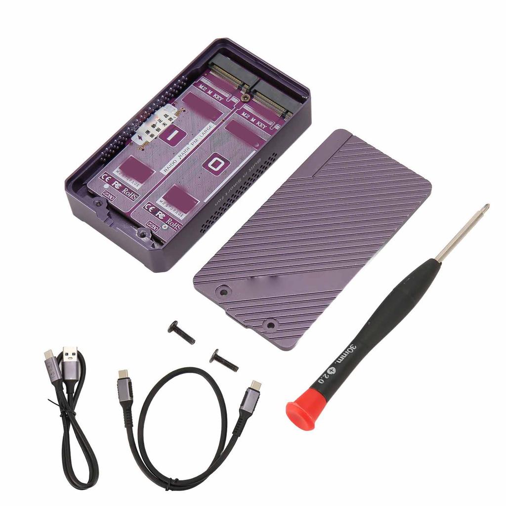 RAID Hard Drive Enclosure NVMe Dual Bay 20Gbps 4 Modes High Safety External Hard Drive Case for Computer Transmission