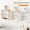 Wall-Mounted Multifunctional Kitchen Rack: Suction Cup Pot Lid Holder, Cutting Board Organizer, Drip Tray, Space-Saving Countertop Storage Solution.