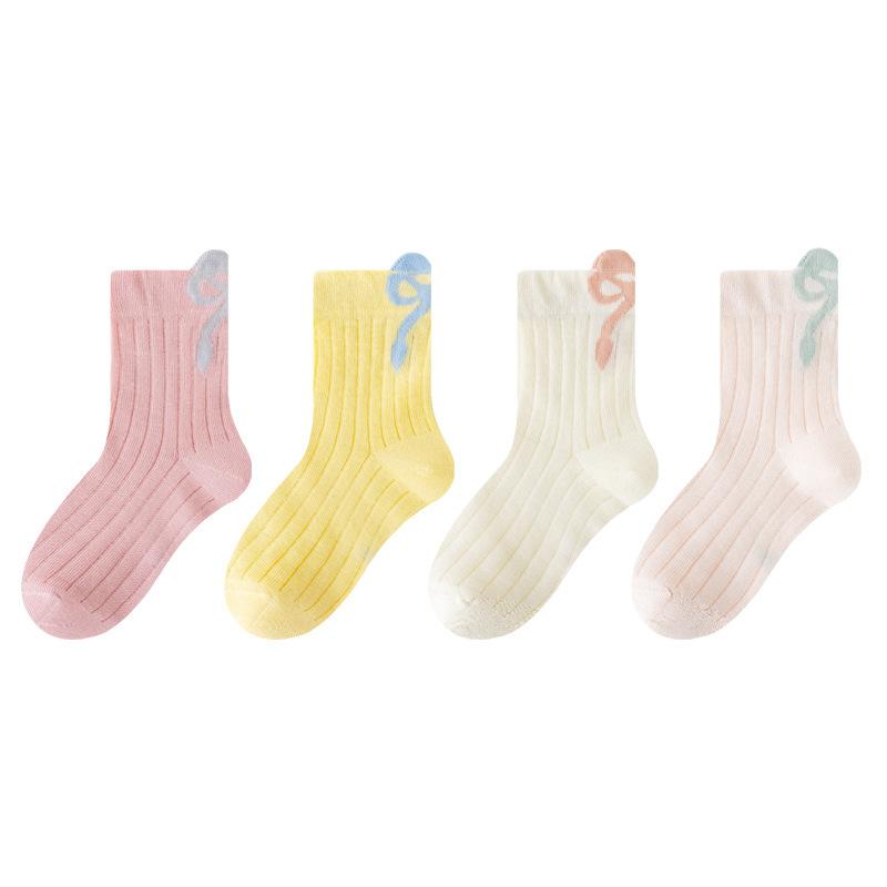 

4 пары/набор детских сетчатых носков конфетных цветов, летние тонкие милые носки-гольфы с бантом, дышащие, однотонные, повседневные детские носки XL(9-12y) жёлтый