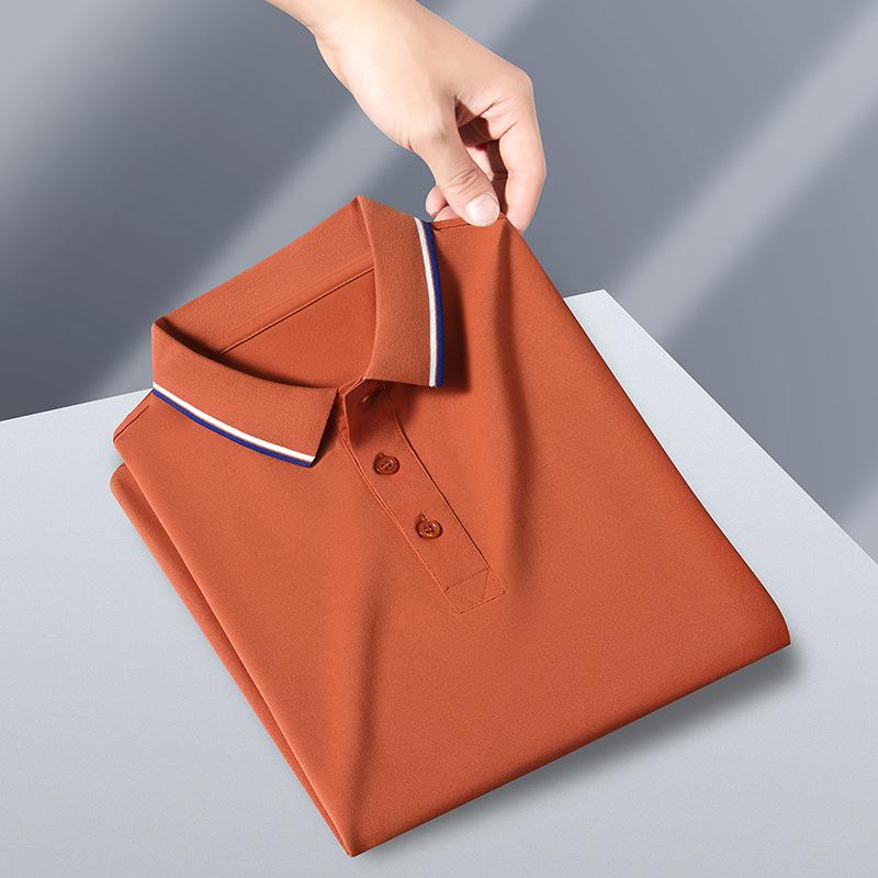 Men'S High-End Solid Color Short Sleeve Lapel Polo Shirt Business Casual Young And Middle-Aged Men'S Top