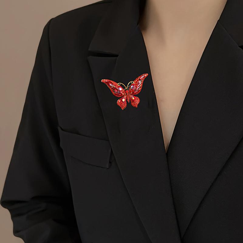 Retro Darčeky Motýľ Hrudný Kvet Brošňa Spoločenský Diamantový Farebné Látkové Doplnky Módna Elegancia 1KS