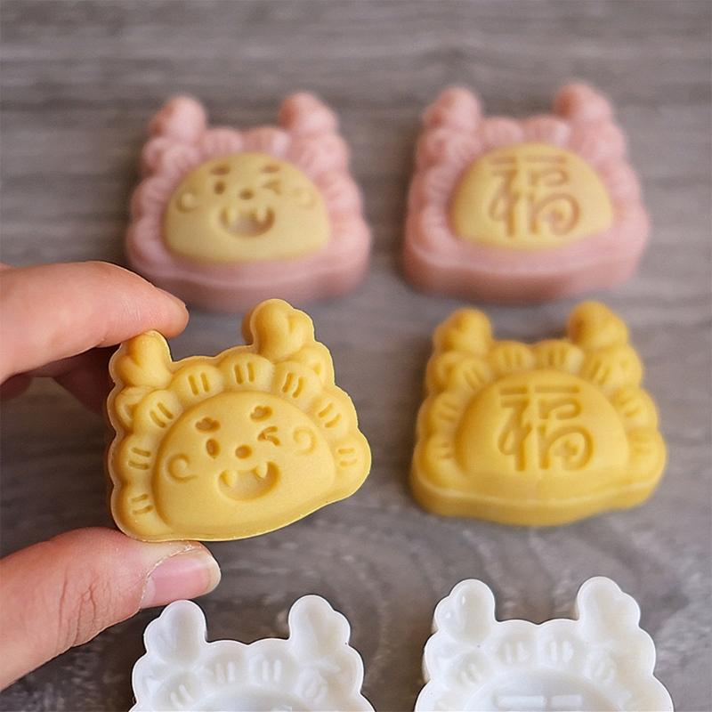 Dragon Dumpling Mooncake Press Mold Cookie Stamps Chinese MidAutumn Moon Cake Makers Decoration Tool for DIY Cookie