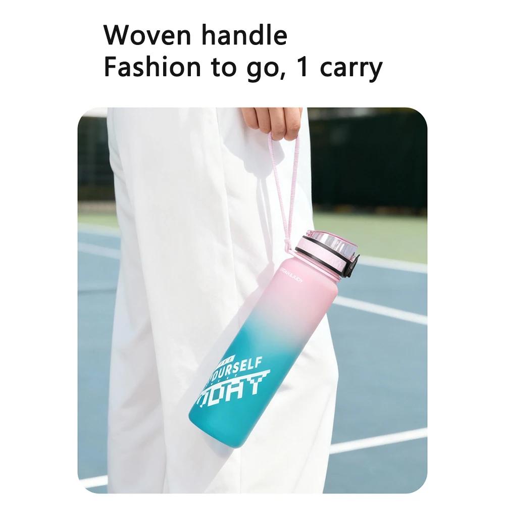 1000ML Large Capacity Sports Bottle, Outdoor Travel Gym Jugs Water Bottle with Straw for Sport, Gym, Running, School