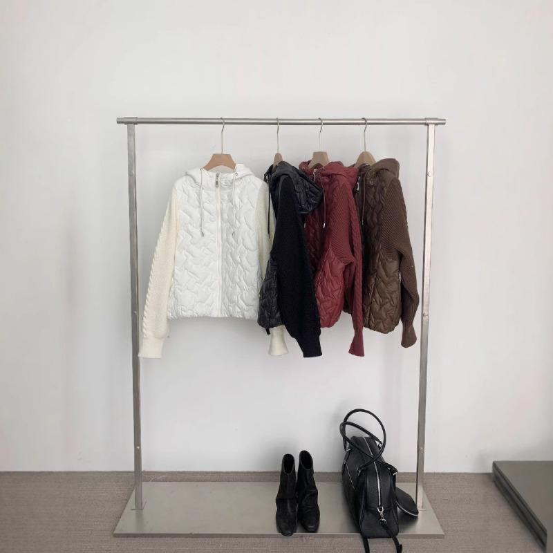 Spring New Splicing Cotton Clothes Hooded Knitted Cardigan Loose High-end Zipper Sweater Jacket Women