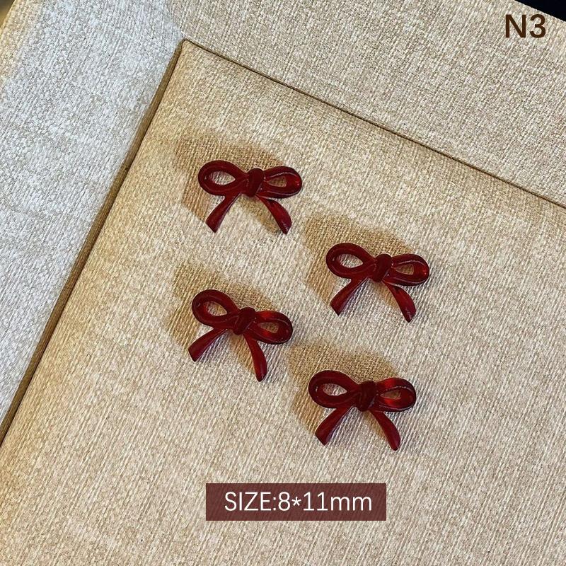 30 ks/sáček Mašličky Nail Art Mašličky DIY Ozdoby Mašle Designové Dílky Červené Roztomilé Manikúrní Potřeby