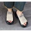 Muffin Bottom Soft Bottom Thick Bottom Fish Mouth Soft Leather Slippers Women's Summer Light Soft Bottom Fish Mouth Retro Outer Wear Sandals