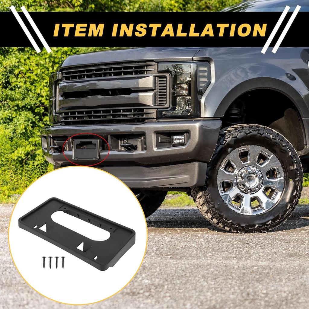 License Plate Bracket for Ford F-150 2009-2014 Front Bumper License Plate Frame Bracket Holder Mounting Accessories Plastic W/Screws Black 1 Set