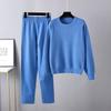 Autumn and Winter Large Size Fashion New Loose Casual Sweater Two-piece Set Solid Color Knitted Suit Female Trend