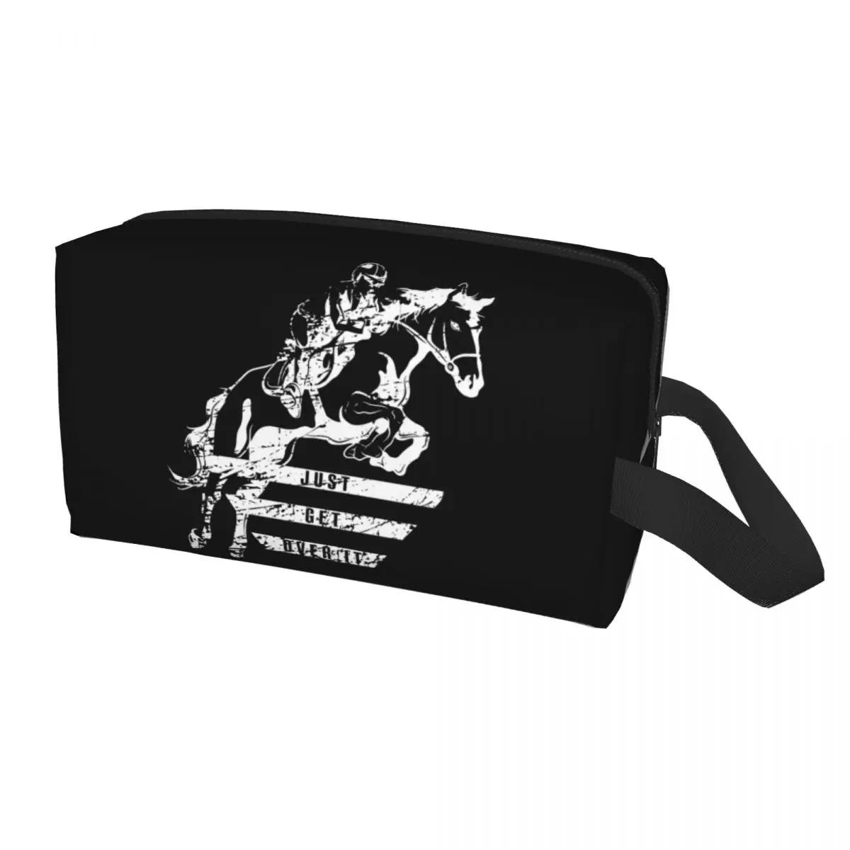 Custom Show Jumping Horse Toiletry Bag Portable Equestrian Sports Cosmetic Makeup Organizer Women Beauty Storage Dopp Kit Box S разноцветный