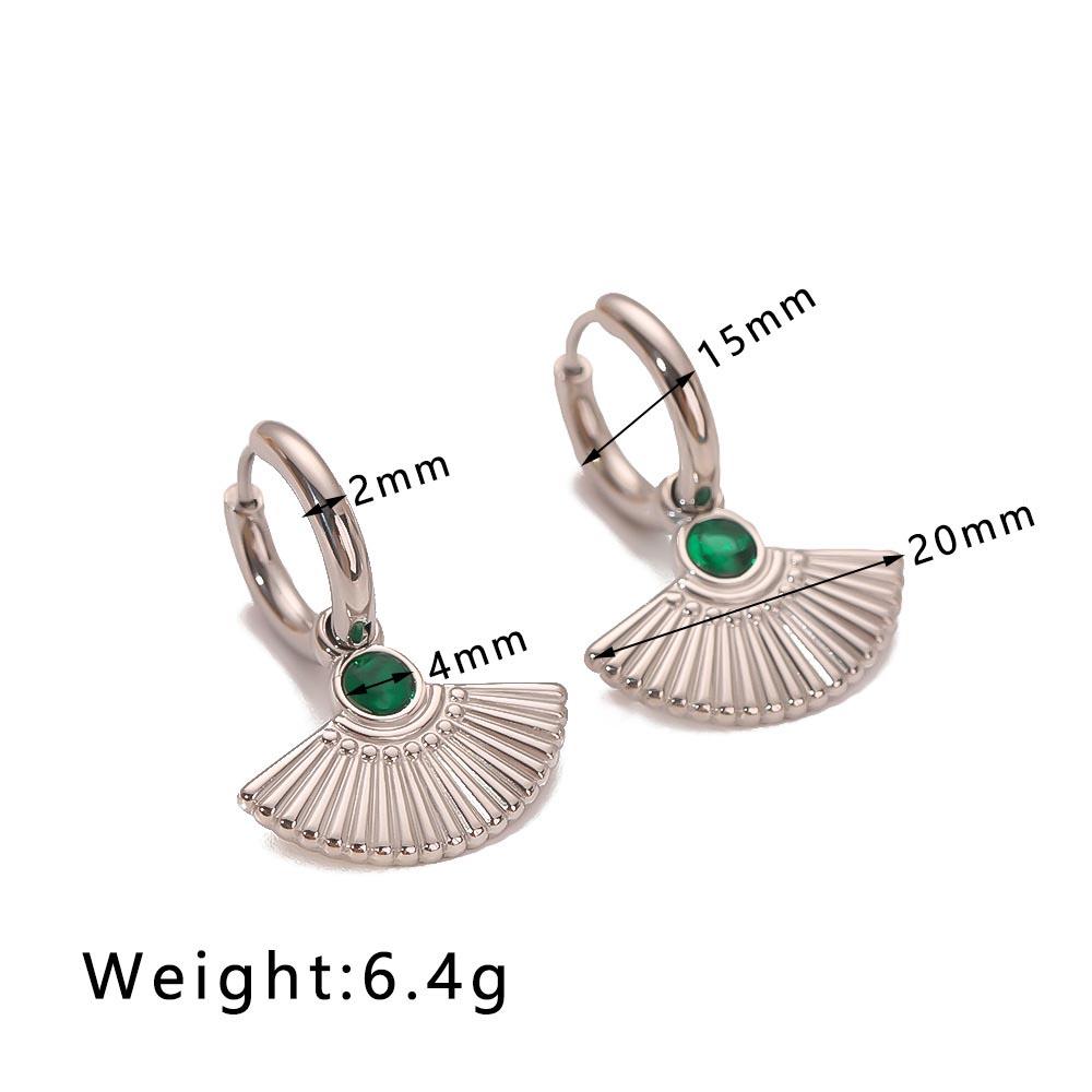 

Gold Color Stainless Steel Shell Earrings For Women Inlaid Diamond Hoop Drop Earrings
