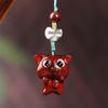 Dancing Cat Phone Charm with Red Sandalwood, Agarwood, and Green Sandalwood Pendant