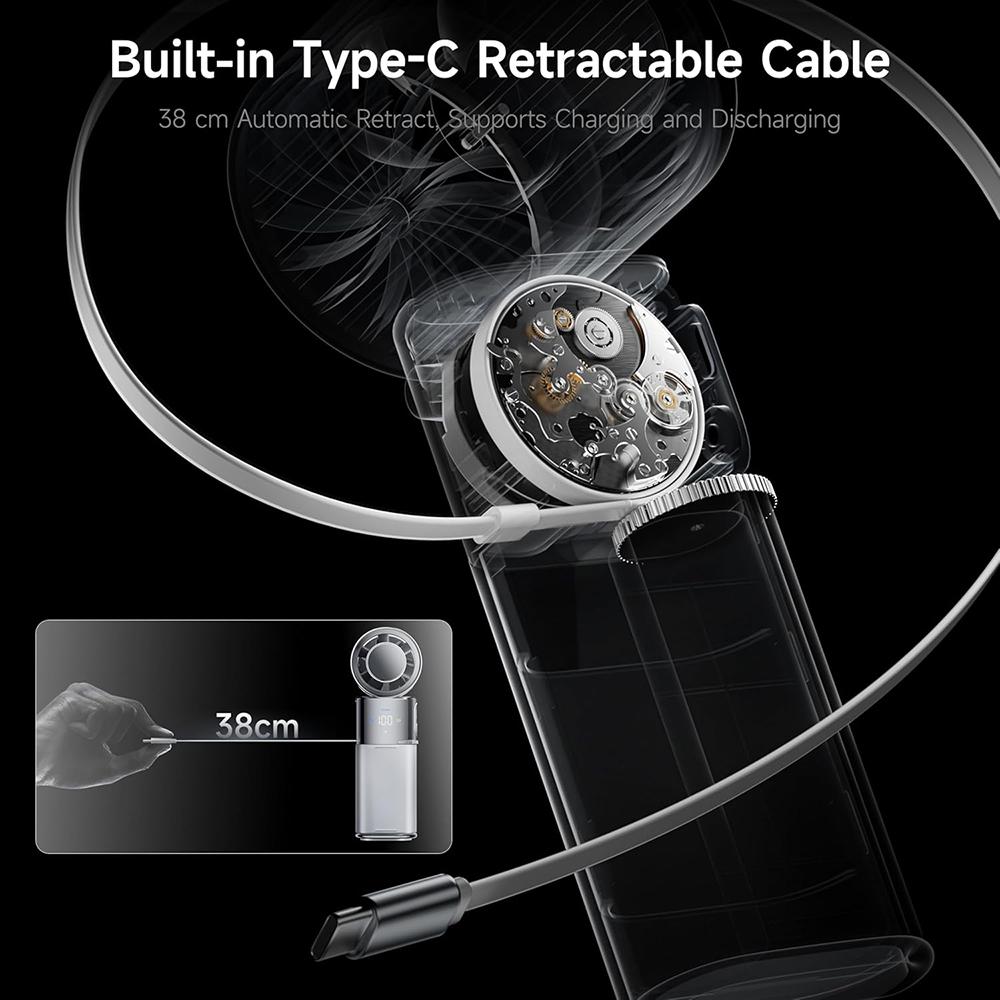 Commute/Home Office Instant Chill 3-in-1 Fan, 6000mAh Battery, 120° Rotation, Stepless Speed & Built-in Type-C Cable for Home