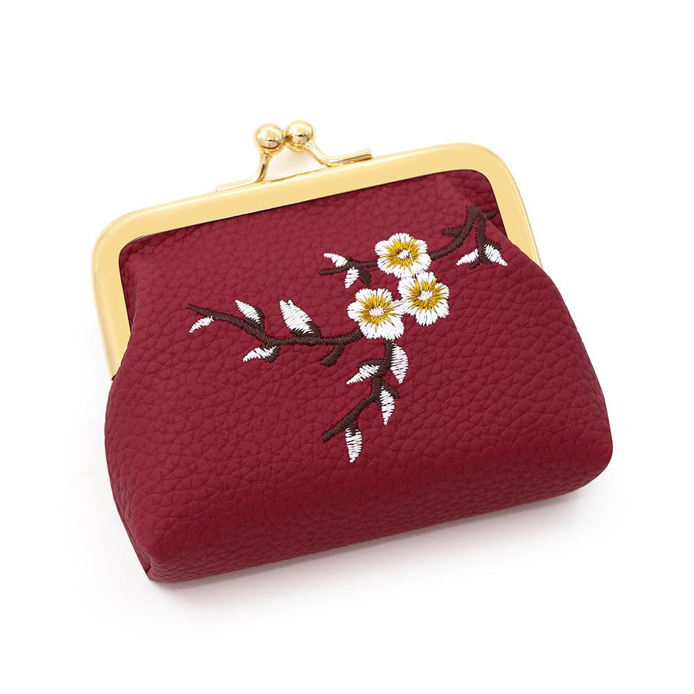 Chinese Style Embroidered Coin Purse With Flower Pattern For Women Daily Use