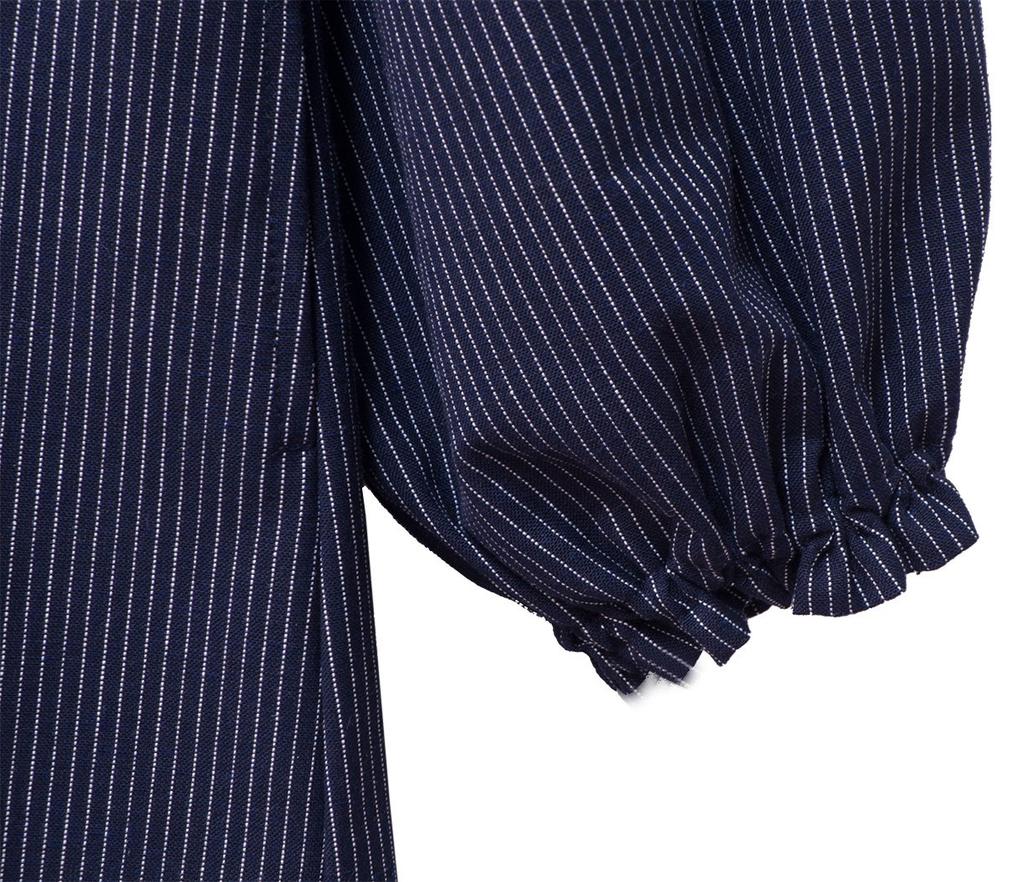 Watanosato Kurume Button Apron with Japanese Pattern (Free Size, Ultra-Thin White Stripes)