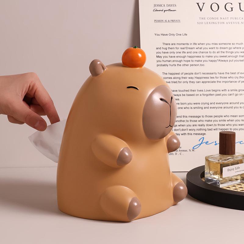 Capybara Cartoon Tissue Box - Cute Creative Desktop Paper Storage for Living Room