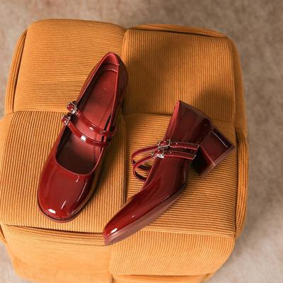 Mary Jane Pumps for Women Round Toe Low Block Heel Pumps Women's Casual Comfortable Two Straps Chunky Heels Mary Janes Wedding Party Dressy Shoes