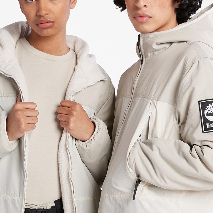 Timberland Reversible Hooded Fleece Jacket Unisex Jackets Sand A5VB9-CY2