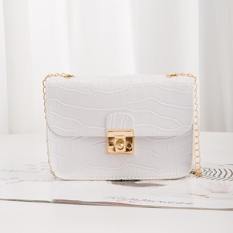 Guangzhou Women's Bag Winter Crocodile Pattern Lock Chain Small Square Bag Single Shoulder Oblique Span Candy Color Mobile Phone Bag