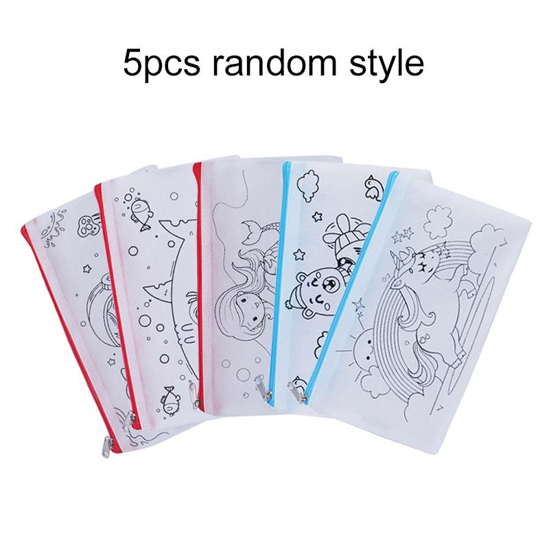 Pen Bag Non Woven Fabric Stationery Colored Zipper Bags Suitable for Children Graffiti Cartoon Pattern Portable Storage Bag TMZ