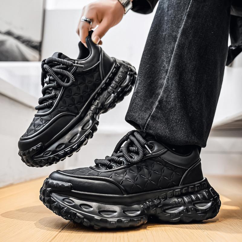 Dad Shoes Niche Autumn and Winter New Leather Thick-soled Heightening Shoes Retro Casual Sports Shoes
