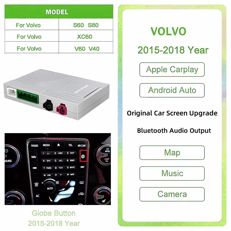 

ANYFAR Новый беспроводной модуль CarPlay Android Auto для Volvo S60 S80 XC60 V60 V40 2015-2018 Поддержка камер
