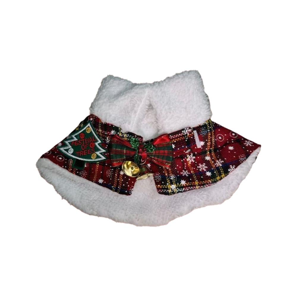 Fleece Lined Christmas Pet Cape British-style Xmas Cat Shawl Christmas Pet Scarf Dog