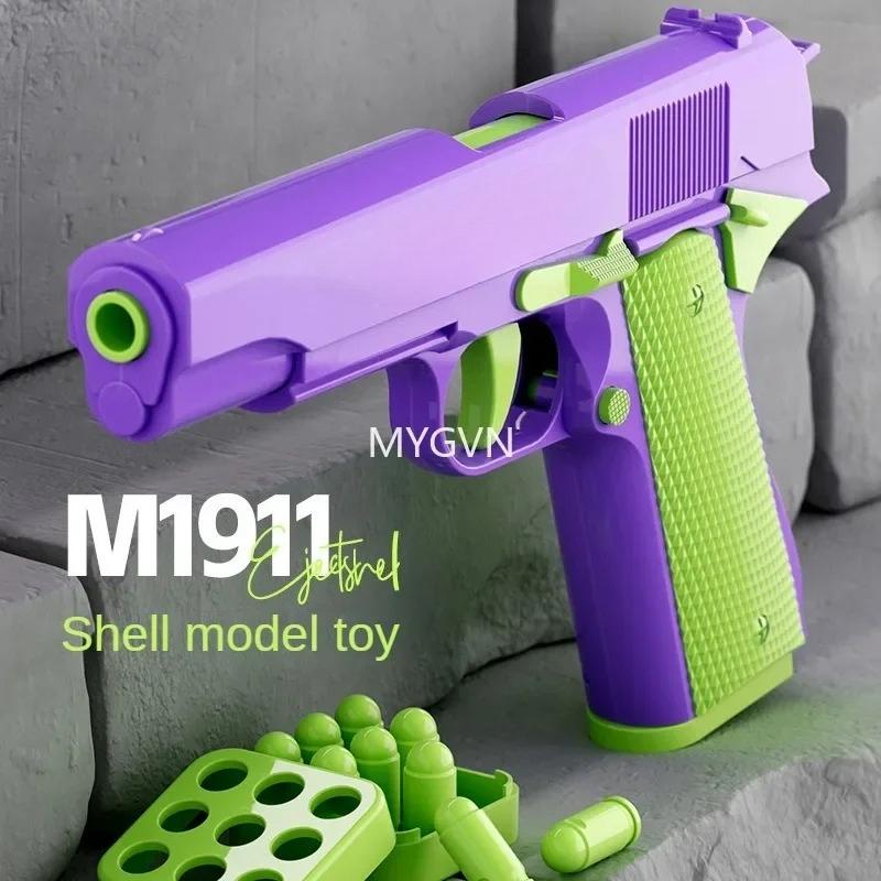 Pistol de jucărie colorat cu ejectare de cartuș, replică nefocabilă cu ejectare manuală a cartușelor, jucărie fidget pentru ameliorarea stresului, element de afișare unic, cadou pentru băiat