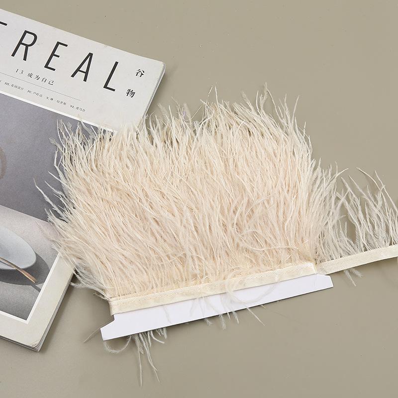 Color 8-10 Cm Ostrich Hair Cloth Edge Clothing Cuffs Hem Ostrich Feather Strips Cloth With Accessories Lace