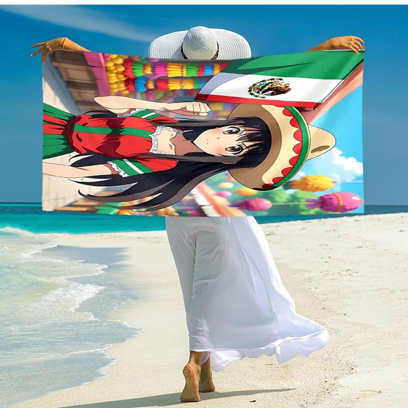 1pc Mexican Festival Celebration Cartoon Quick Dry Microfiber Bath Towel for Swimming Surfing Camping Unisex Holiday. SJT7201155