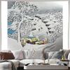 Japanese Mountain Village Tapestry Wall Hanging Anime Decor Room Aesthetic Home Decor Japanese Art Scenic Landscape Tapestry