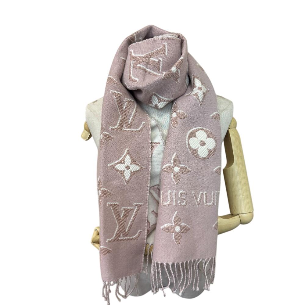 Louis Vuitton M78237 Model monogramă lână LV Essential Shine eșarfă Eșarfă lână roz Femei Folosit