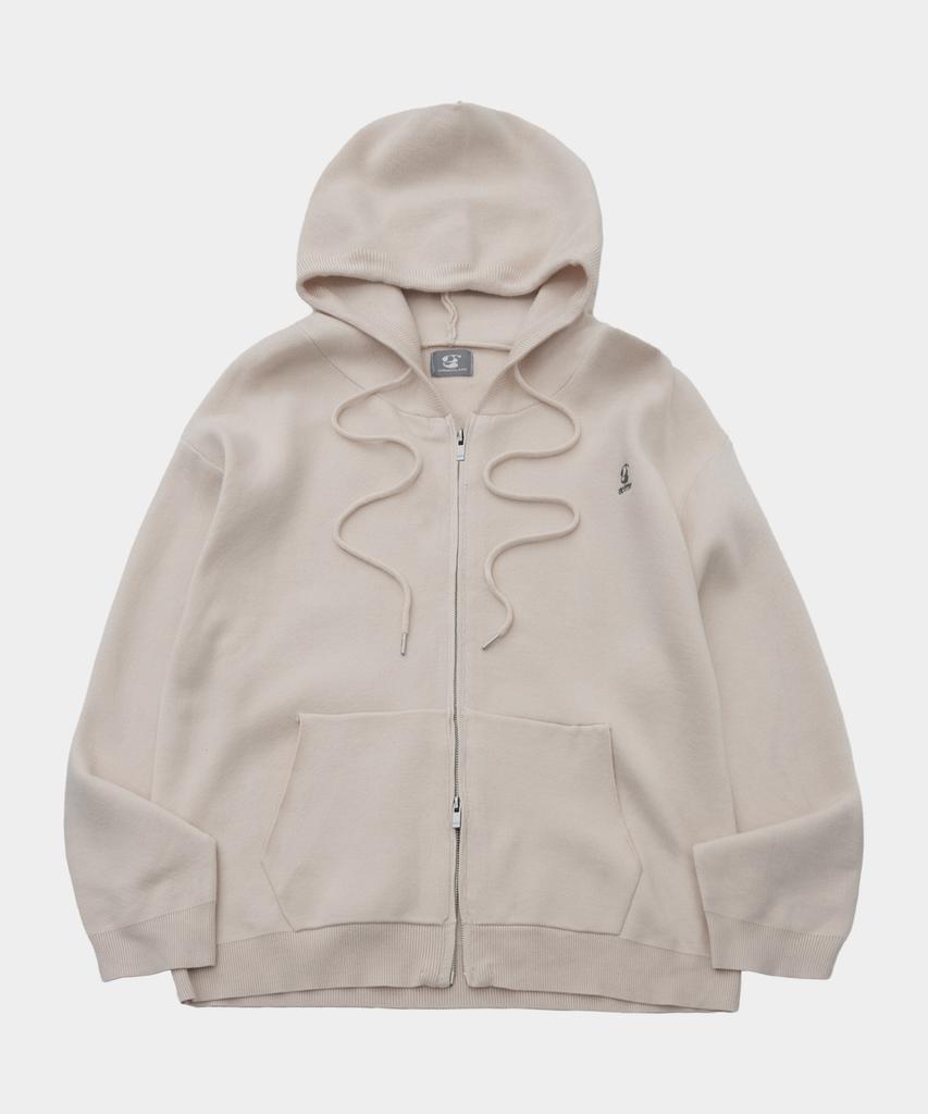 Someplace Man Normal Basic Line Oversized Logo Knit Hooded Zip-Up Jacket Jumper_3 Colors