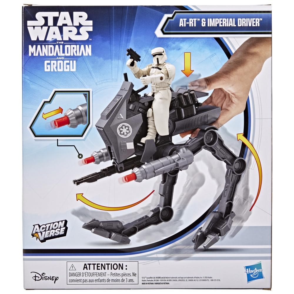 Hasbro STAR WARS O Mandaloriano e Grogoo ActionVerse Figura de Ação Imperial Meninos Idades G2840 AT-RT & Piloto, & Veículo, & Meninas, 4+, (Autêntico