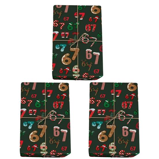 67 Christmas Wrapping Paper Funny 6 7 Meme Holiday Gift Wrap Santa Six Seven Festive Wrapping Paper for Teens Christmas Gift DIY Crafts