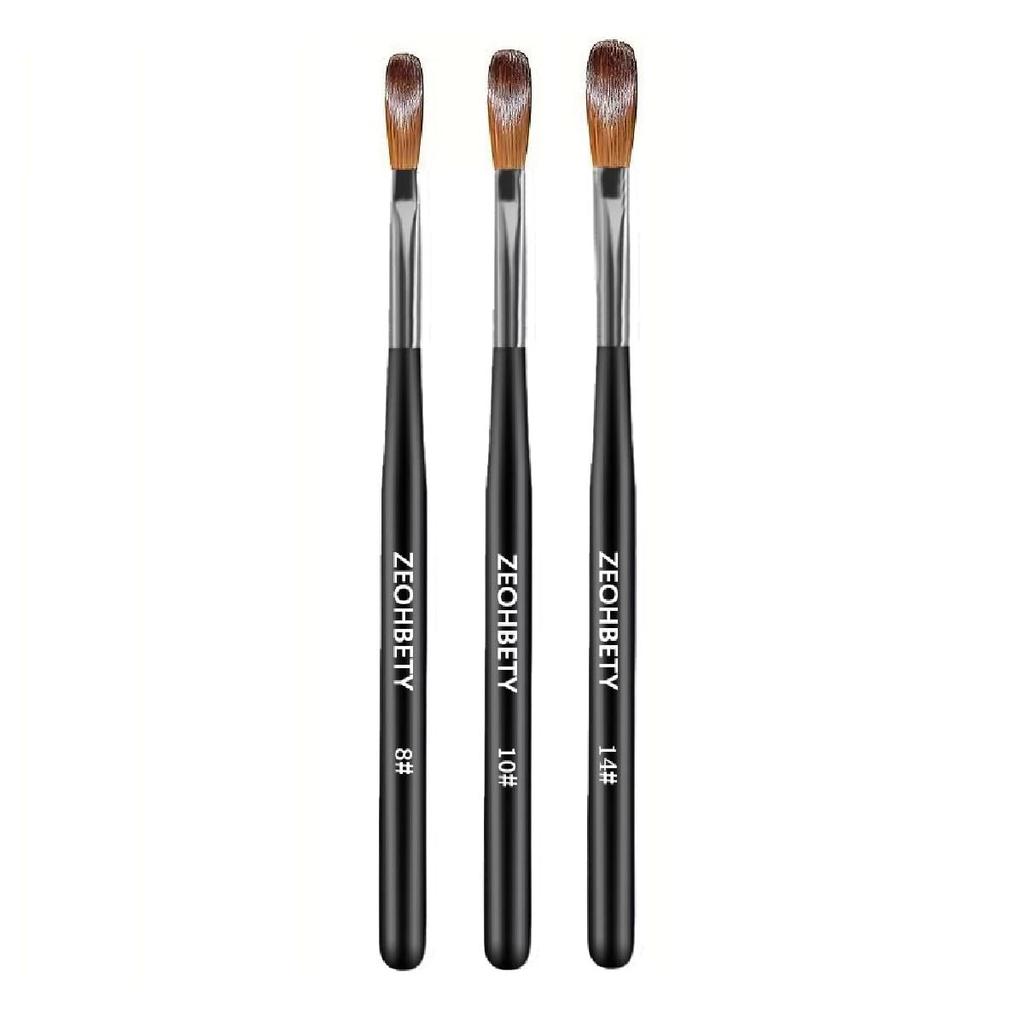 Acrylic Nail Brush Set, 3Pcs Powder Nail Brushes for Acrylic Application, Nail Art Brush for 3D Carving & Detailing Design, Nail Extension Manicure