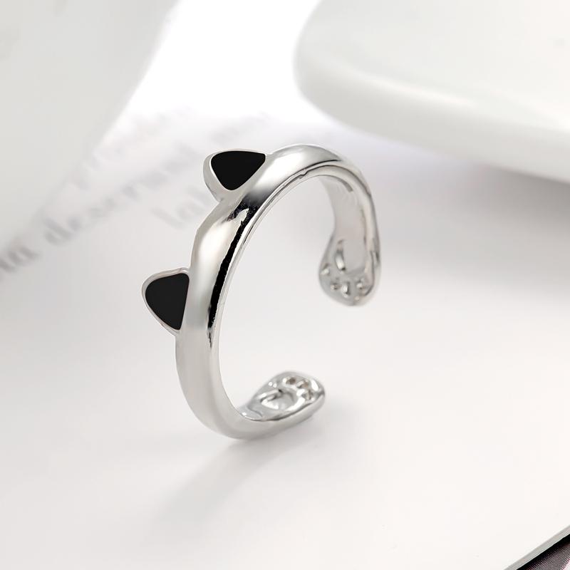 

Pink Cute Cat Ear Ring For Women Cats Paw Embrace Tightly Opening Finger Rings Girl Ladies Party Birthday Jewelry Accessories resizable