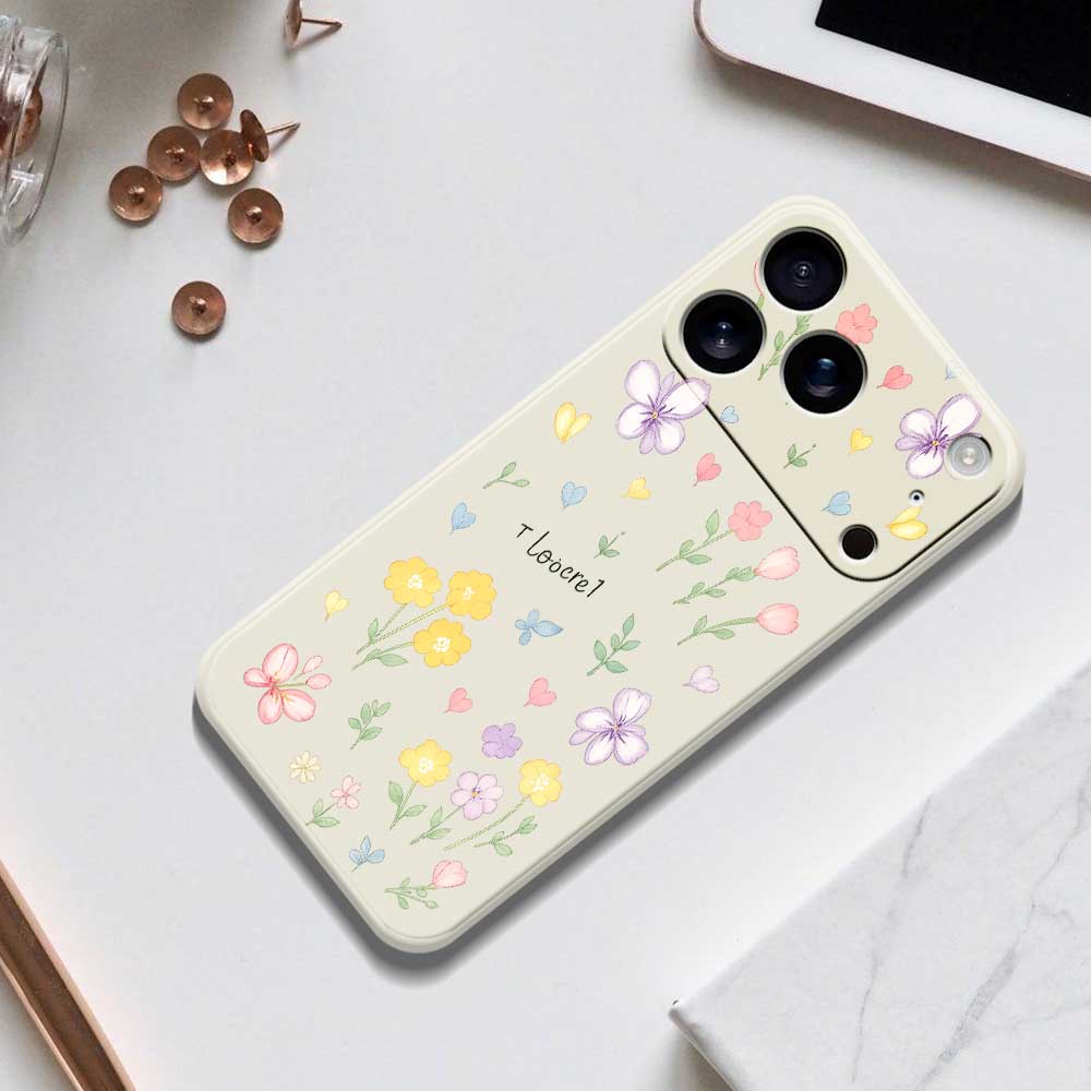 For iPhone 17 Pro Max Case Small Flowers Pattern Printing Straight Edge TPU Phone Back Cover