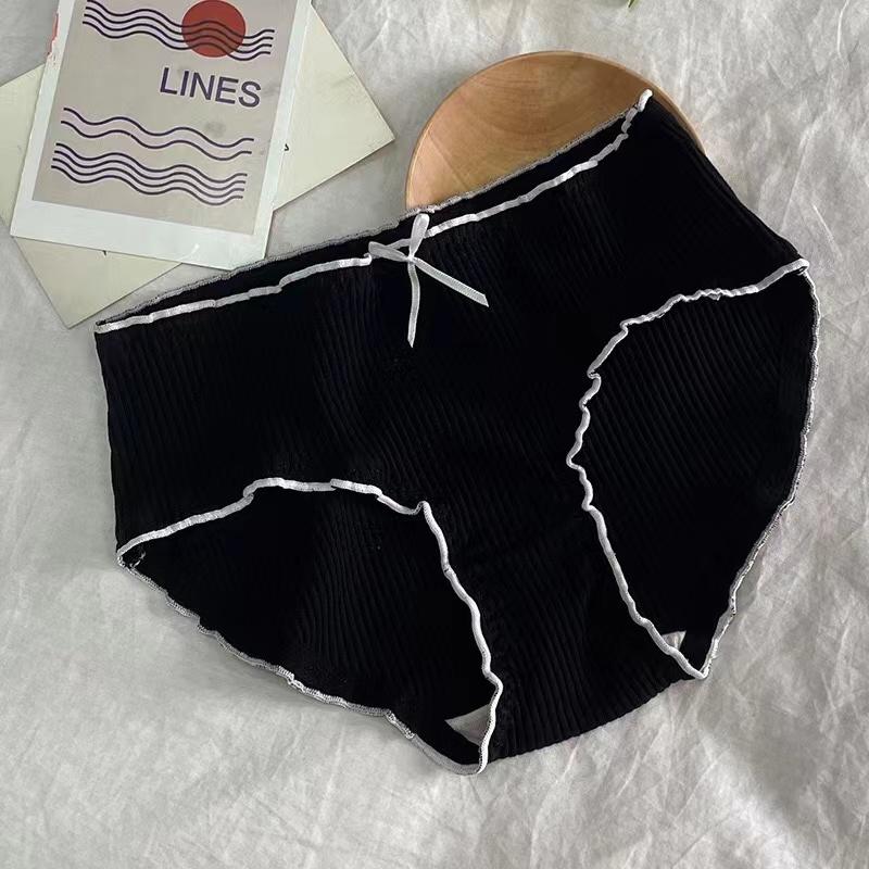 

Женское нижнее белье трусики сексуальные кружевные трусики трусы-слипы с бантиком из ниток для девочек со средней посадкой бесшовные трусы женское белье XL чёрный