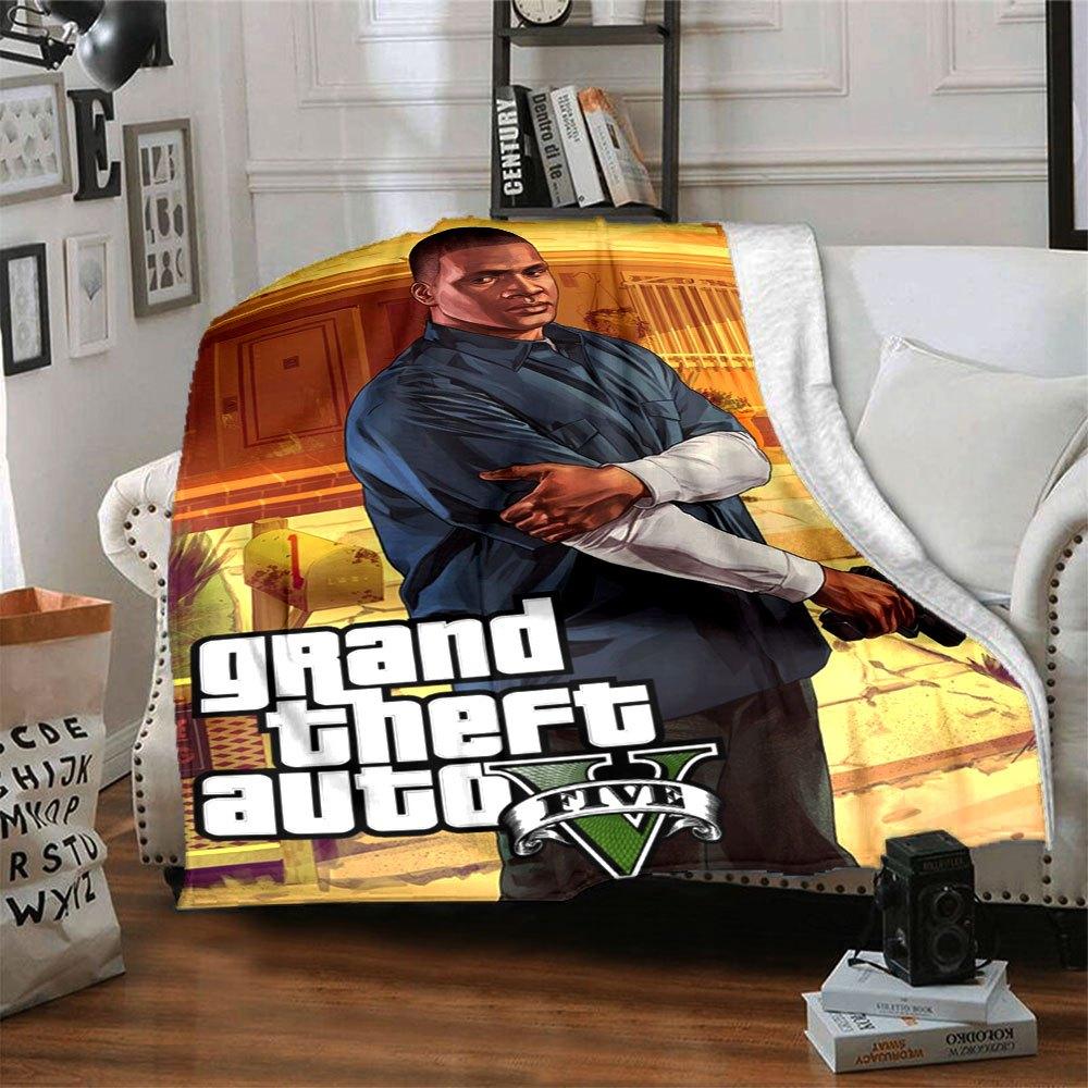 

1pc Grand Theft Auto Soft Flannel Blanket with Designer Print - A cozy blanket for all seasons, perfect for the couch, bed, officeB85 80cmx120cm(31inx47in)