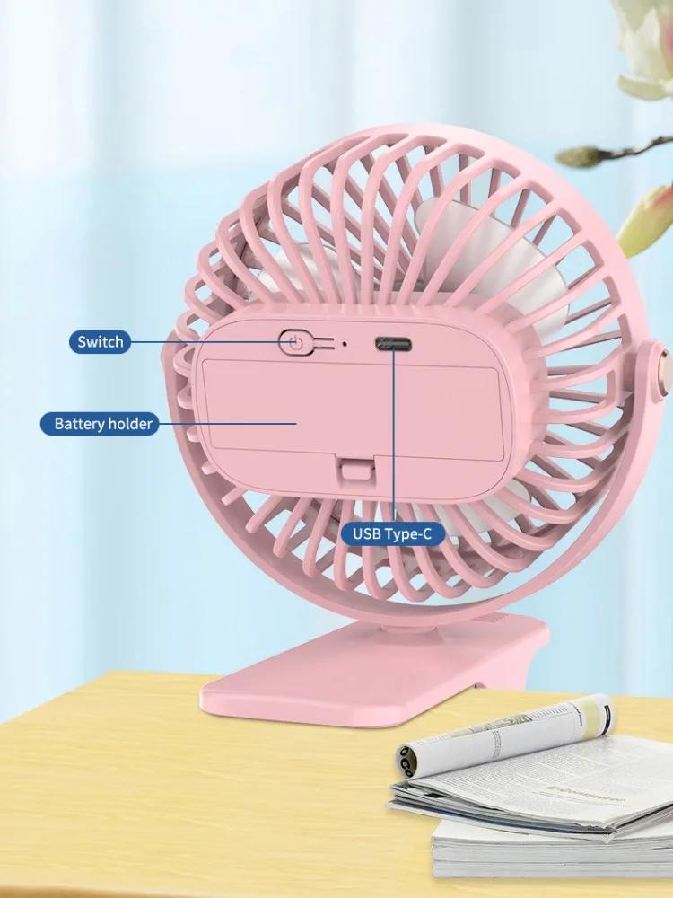 Portable USB Mini Handheld Clip Fan Convenient And Ultra-quiet Electric Fan Rechargeable Student Cute Small Cooling Ventilador